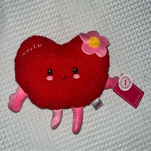 Red Heart Plush with Pink Flower